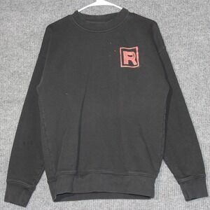 Mens‎ HM Black Crewneck Sweatshirt Red R Logo Pullover Casual Top Size S